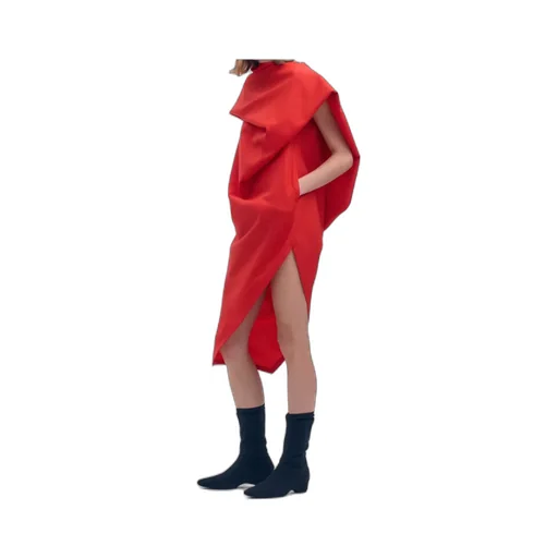 Uni-Form Wool Asymmetric-Design Midi Dress