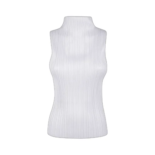 Basics Pleated Funnel-Neck Top