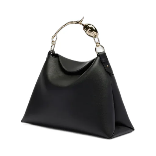 Midi Bloom Tulip-Handle Leather Tote Bag
