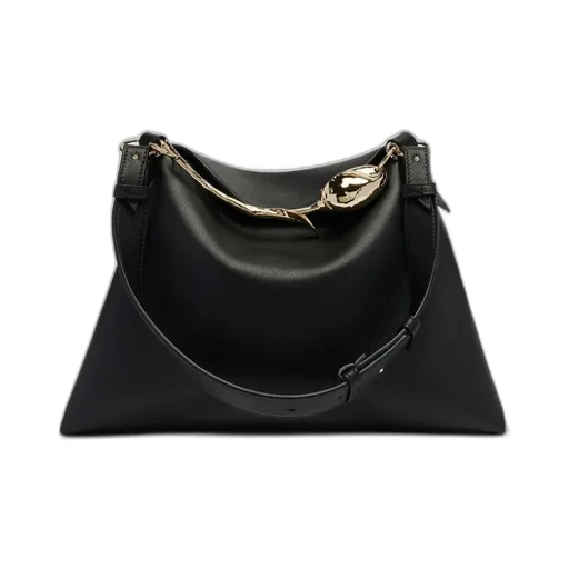 Midi Bloom Tulip-Handle Leather Tote Bag