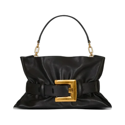 Balmain Anthem Buckled Medium Shoulder Bag