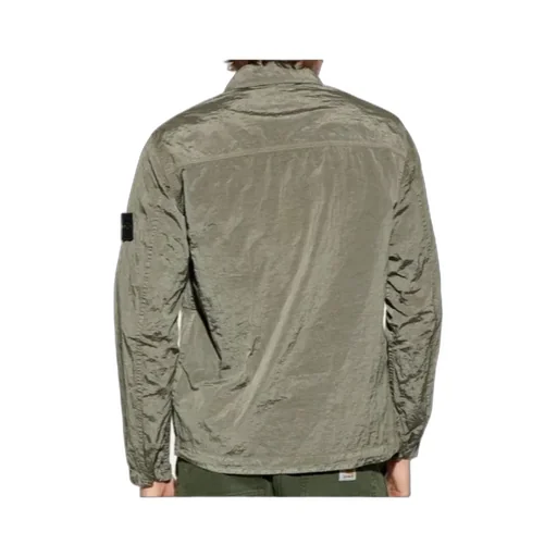 Stone Island Logo Patch Zip-Up Overshirt