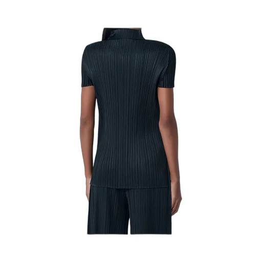 Pleated Button Polo Top