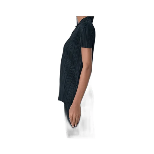 Pleated Button Polo Top