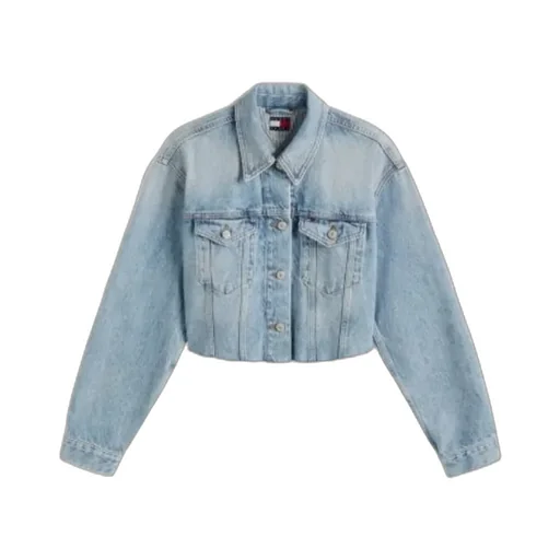 Back Logo Oversized Cropped Denim Jacket