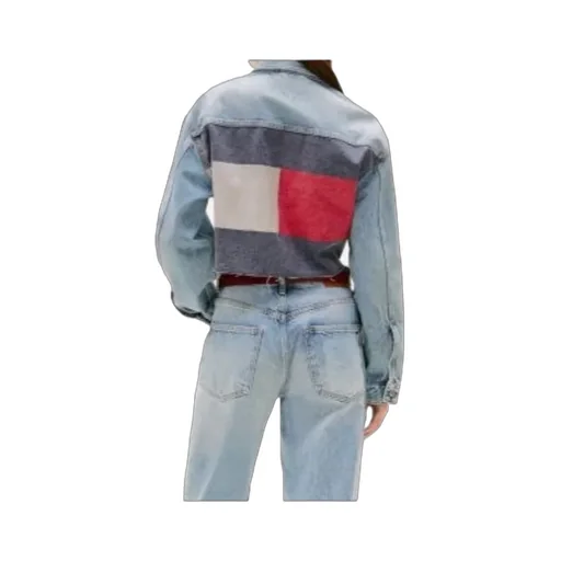 Back Logo Oversized Cropped Denim Jacket