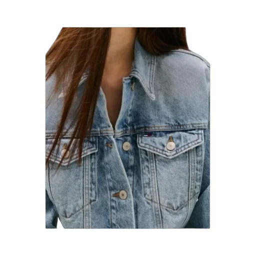 Back Logo Oversized Cropped Denim Jacket