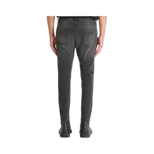 Cropped Fit Skinny Jeans In Black Denim With Faded Wash Karl