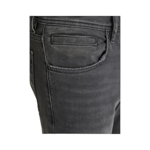 Cropped Fit Skinny Jeans In Black Denim With Faded Wash Karl