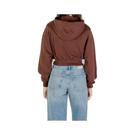 Cropped Zip Up Hoodie In Chocolate Brown