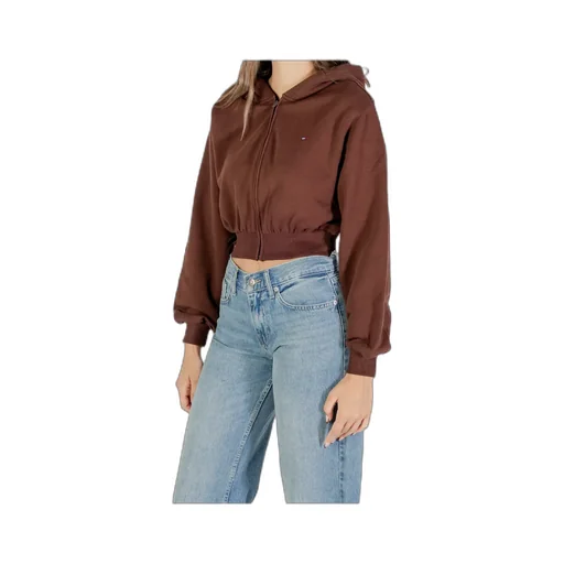 Cropped Zip Up Hoodie In Chocolate Brown