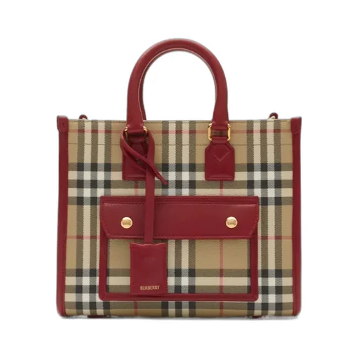 Burberry Mini Freya Checked Tote Bag