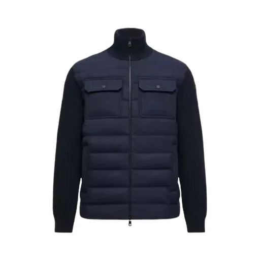 Padded Wool Zip-Up Cardigan