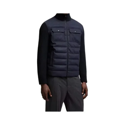 Padded Wool Zip-Up Cardigan