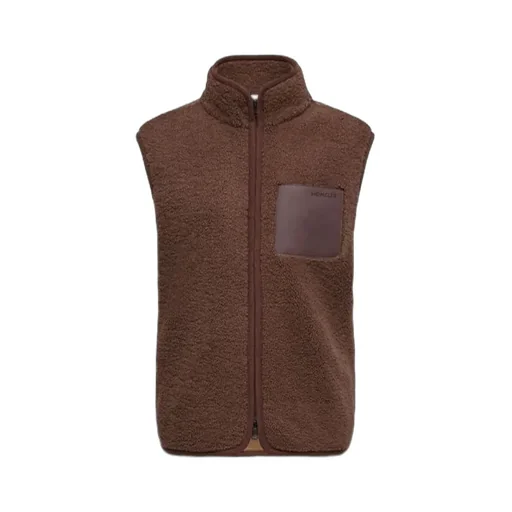 Moncler Logo Patch Zip-Up Teddy Gilet