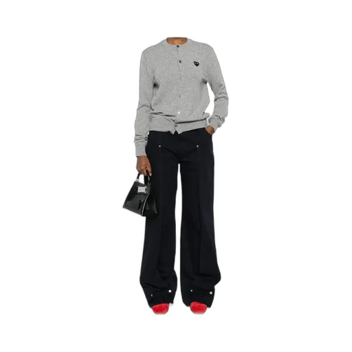 Comme Des Garons Play Logo Patch Crewneck Cardigan