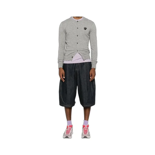 Comme Des Garons Play Logo Patch Crewneck Cardigan