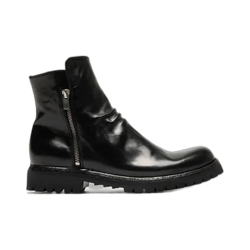Black Leather Zip Boots