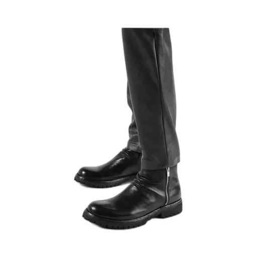 Black Leather Zip Boots