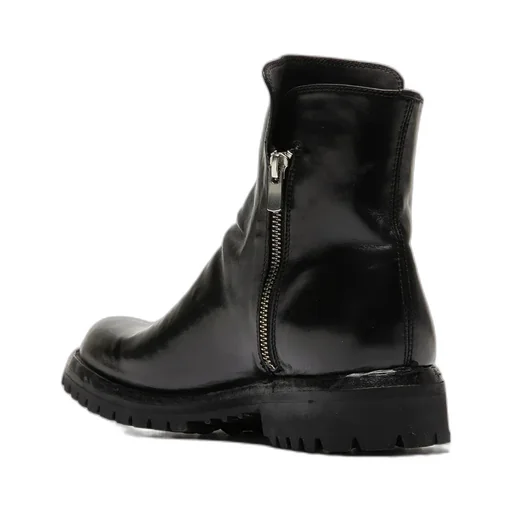 Black Leather Zip Boots