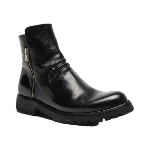 Black Leather Zip Boots