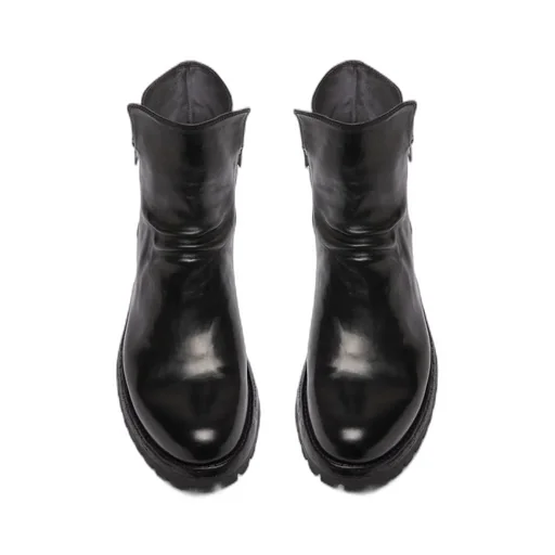 Black Leather Zip Boots