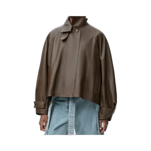 Loewe Leather High Neck Short Parka