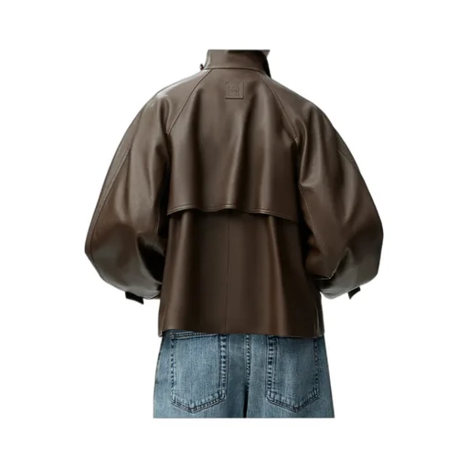 Loewe Leather High Neck Short Parka