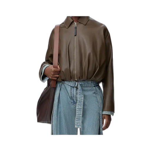 Loewe Draped Cropped Leather Jacket