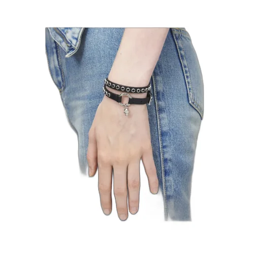 Alexander Mcqueen Skull Ring Double Wrap Eyelet Detailed Bracelet