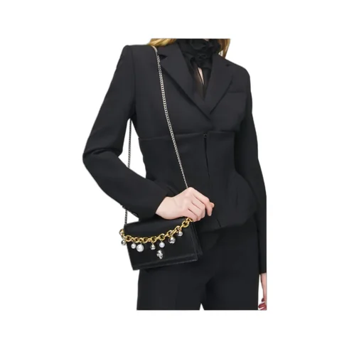 Alexander Mcqueen Skull Embellished Chained Clutch Bag
