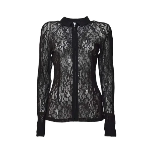 Msgm Floral Stretch Lace Zipped Shirt