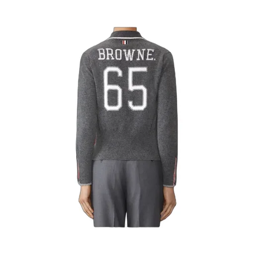 Thom Browne 65 Jersey Intarsia Long Sleeve Polo Shirt