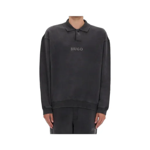 Hugo Button Detailed Long-Sleeved Polo Sweatshirt
