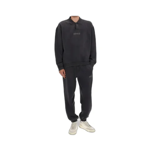 Hugo Button Detailed Long-Sleeved Polo Sweatshirt