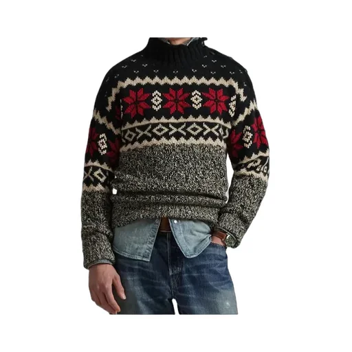Buttoned Patterned Pullover
