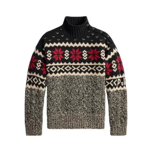 Buttoned Patterned Pullover
