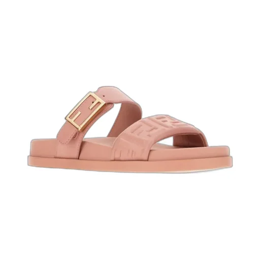 Fendi Feel Black Nappa Leather Slides