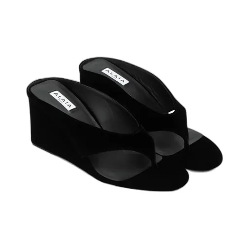 Alaa Cube Thong Velvet Mules
