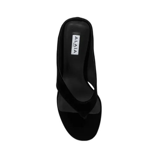 Alaa Cube Thong Velvet Mules