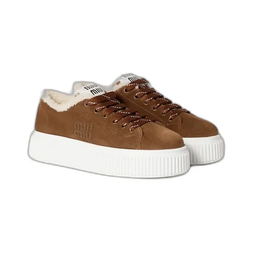 Suede And Shearling Sneakers