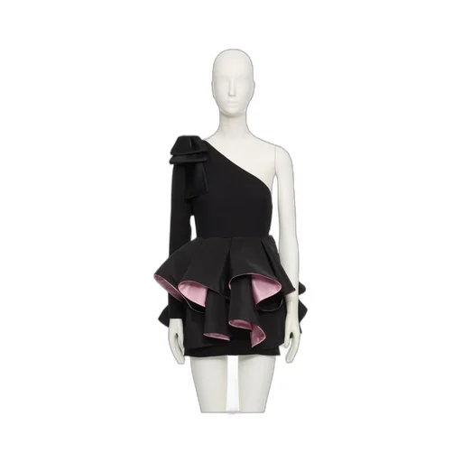 Valentino Ruffled One-Shoulder Mini Dress