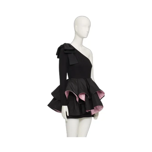 Valentino Ruffled One-Shoulder Mini Dress