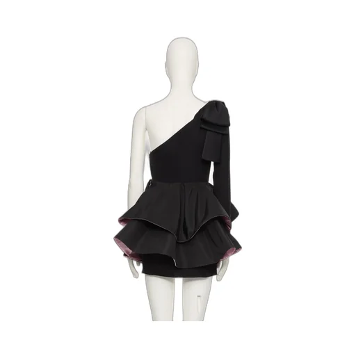 Valentino Ruffled One-Shoulder Mini Dress