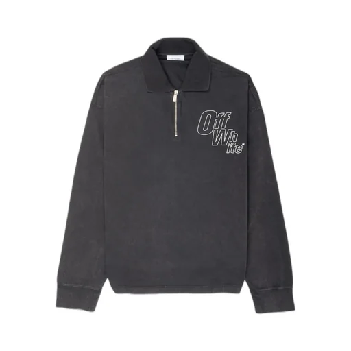 Off-White Logo Embroidered Zip Detailed Polo Shirt