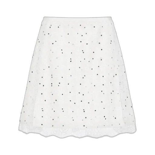 Polka-Dot Lace-Trim Mini Skirt