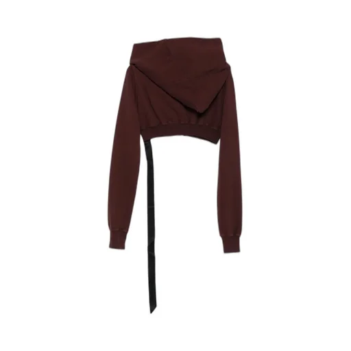 Cowl-Neck Zip-Front Cropped Sweatshirt