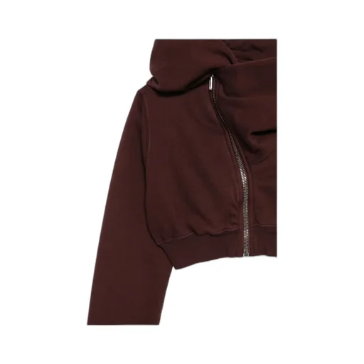 Cowl-Neck Zip-Front Cropped Sweatshirt
