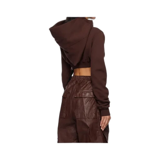 Cowl-Neck Zip-Front Cropped Sweatshirt