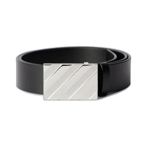 Diagonal Buckle Leather Belt
